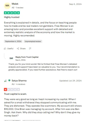 آراء المتداولين حول شركة تراست كابيتال Trust Capital