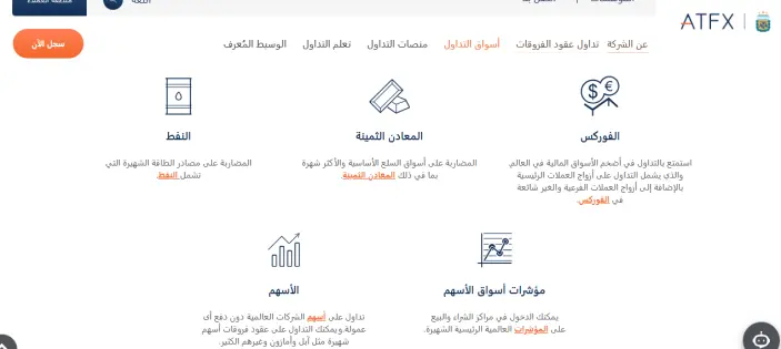 الأصول المالية لدى شركة اي تي إف إكس ATFX