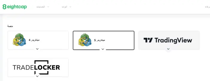 منصات التداول لدى شركة Eightcap Global