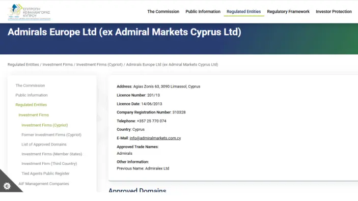 تراخيص شركة Admiral Markets
