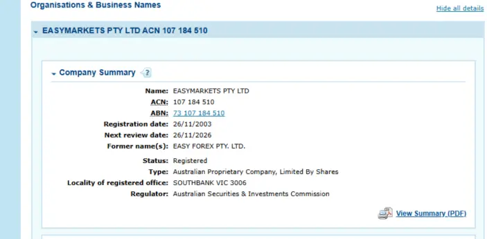 ترخيص easyMarkets