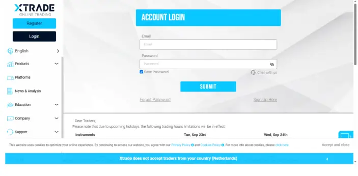 تجربة فتح حساب تداول في منصة Xtrade
