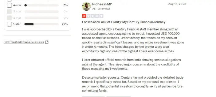 ماذا يقول المتداولون عن شركة Century Financial؟